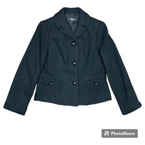 Women's TALBOTS Wool Blend Woven‎ Blazer Black- Size 8P